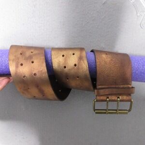 Vintage Pellemelle Belt Medium Bronze Genuine Leather Y2K Wide Width Weathered